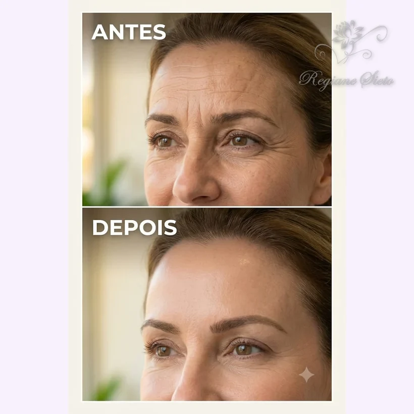 Antes e depois de aplicação de botox — clínica Regiane Sieto, Ribeirão Preto