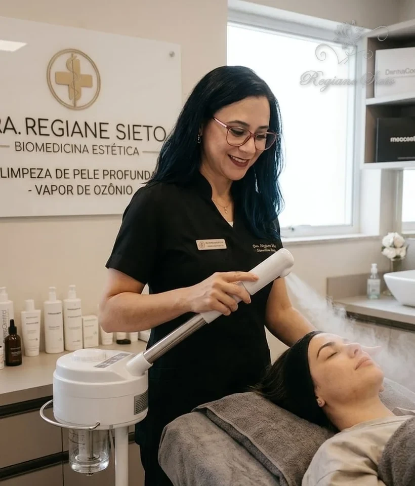 Dra. Regiane Sieto realizando Limpeza de Pele em Ribeirão Preto