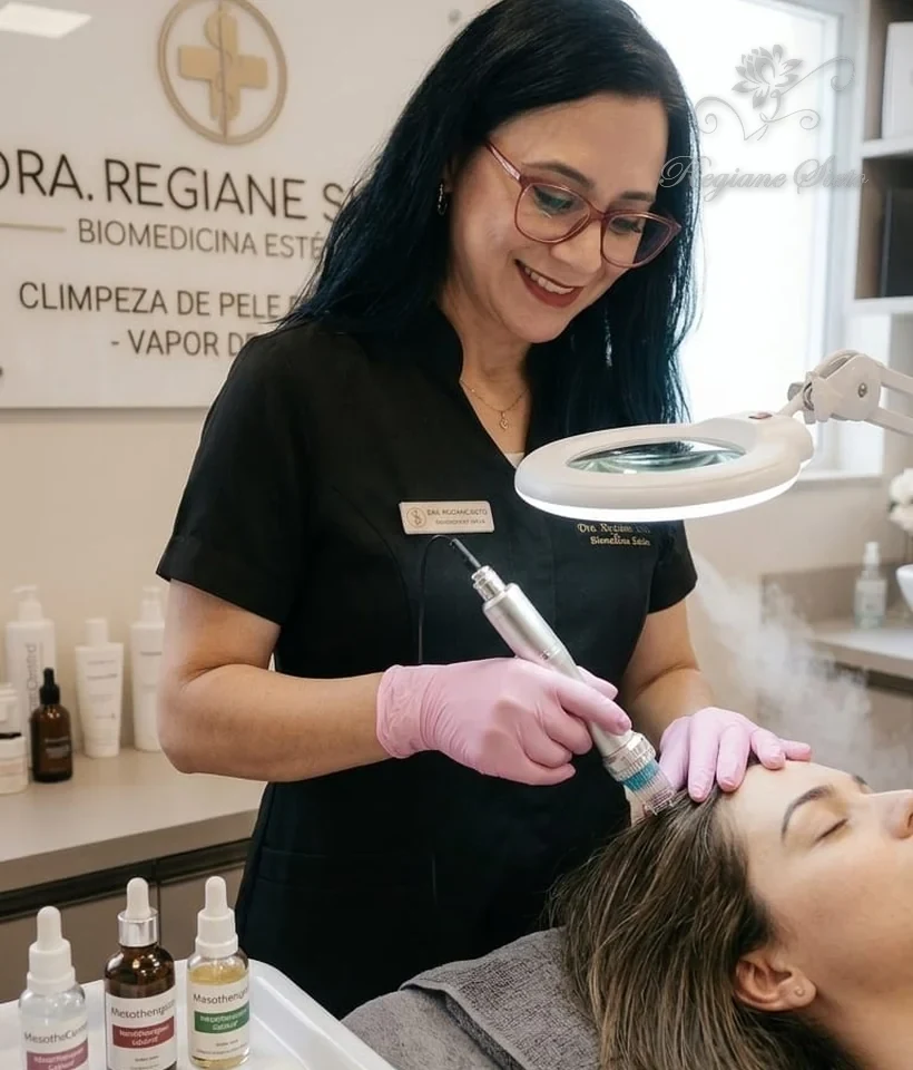 Dra. Regiane Sieto realizando Tratamento Capilar — Mesoterapia em Ribeirão Preto