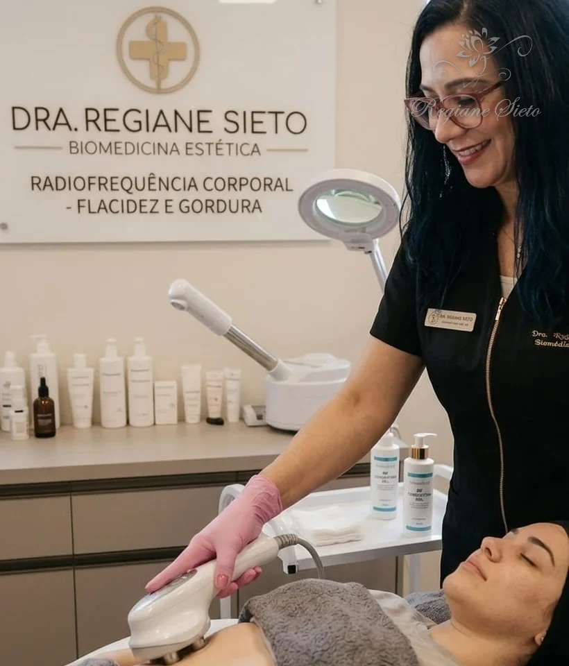 Dra. Regiane Sieto realizando Radiofrequência Corporal em Ribeirão Preto
